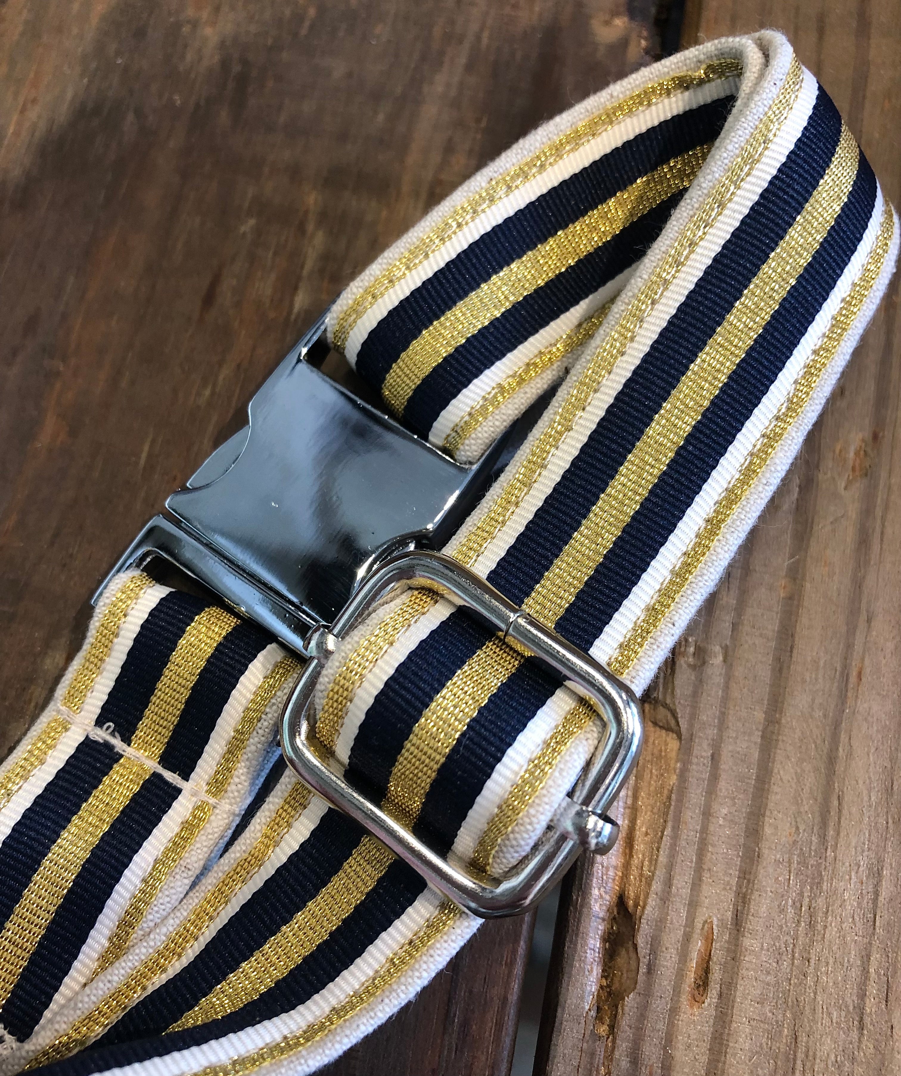 Lucky Star Walkie Collar - Gold&Navy Stripes