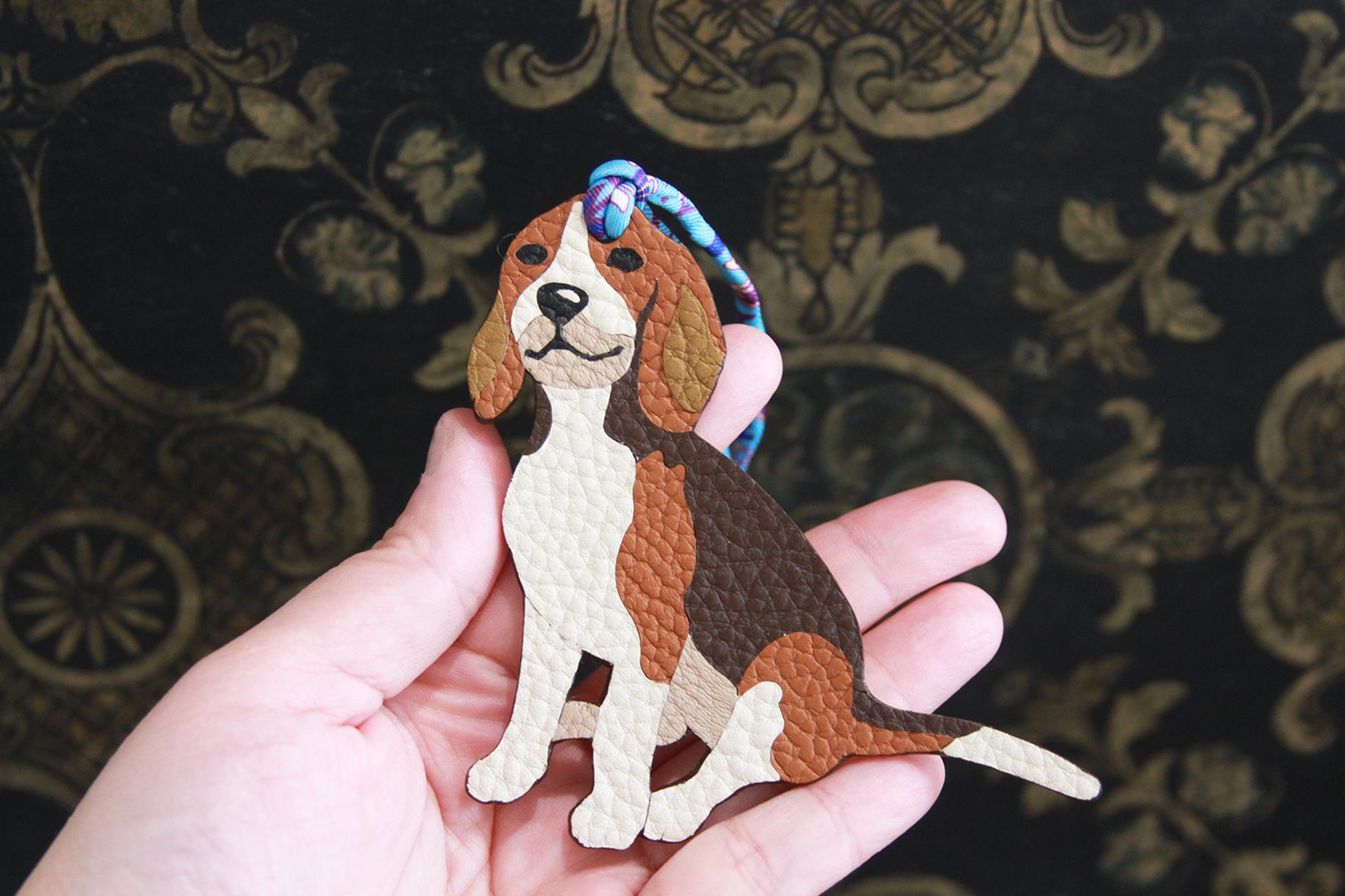 Genuine Leather Bag Charm - Beagle