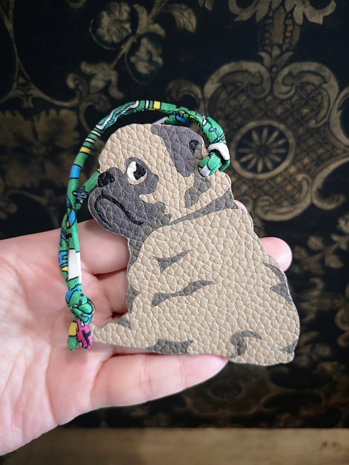 Genuine Leather Bag Charm - Pug