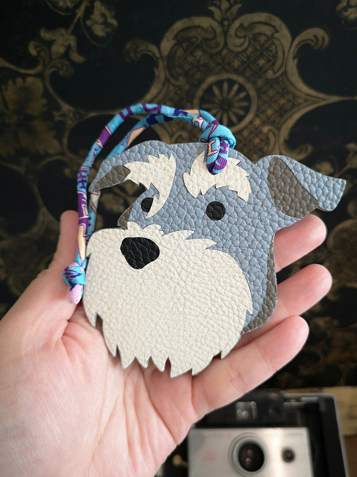 Genuine Leather Bag Charm - Schnauzer