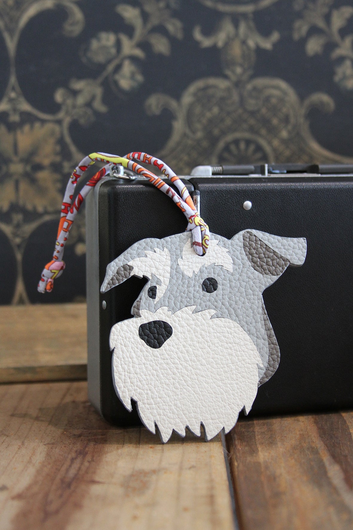 Genuine Leather Bag Charm - Schnauzer
