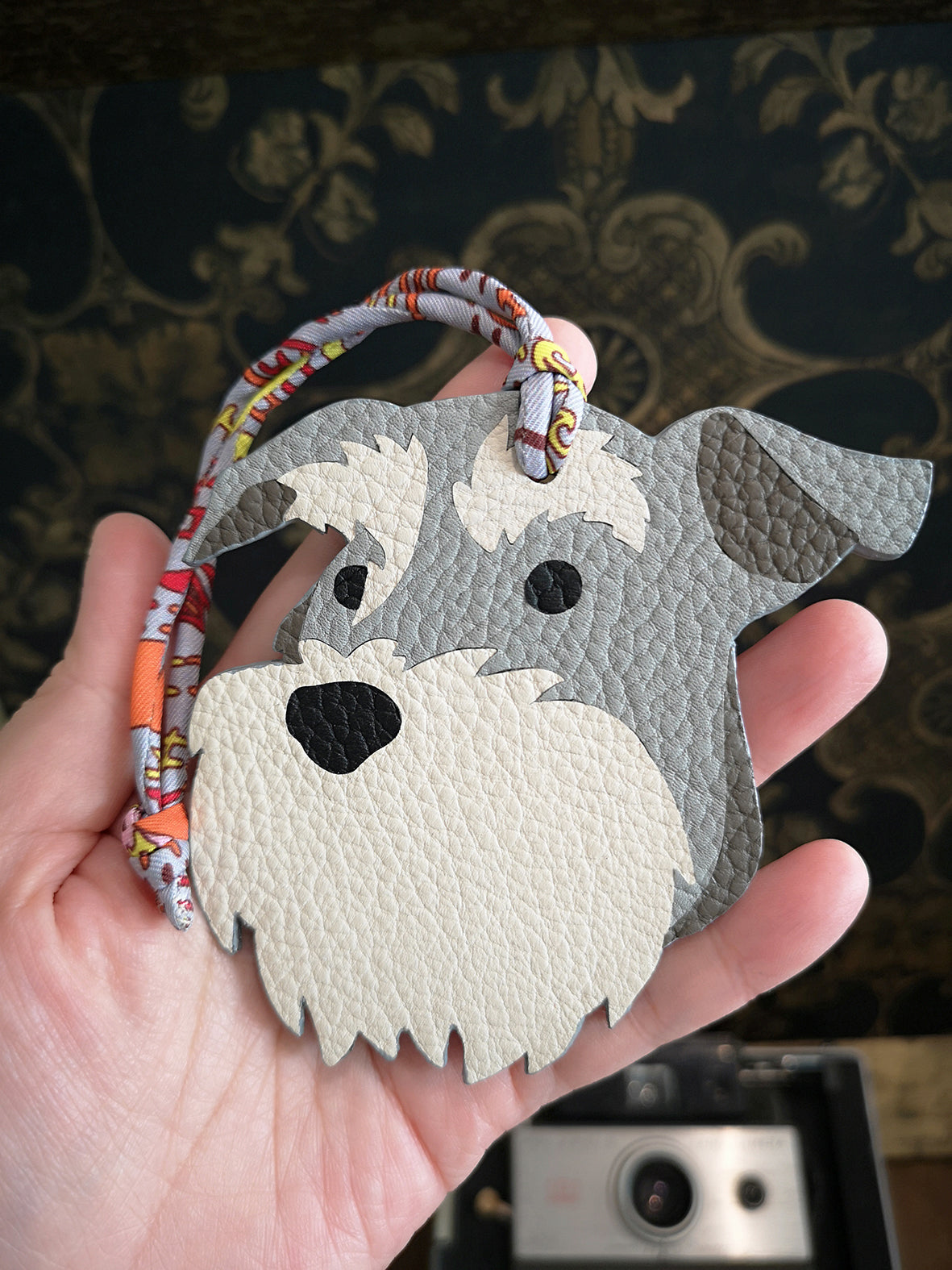 Genuine Leather Bag Charm - Schnauzer